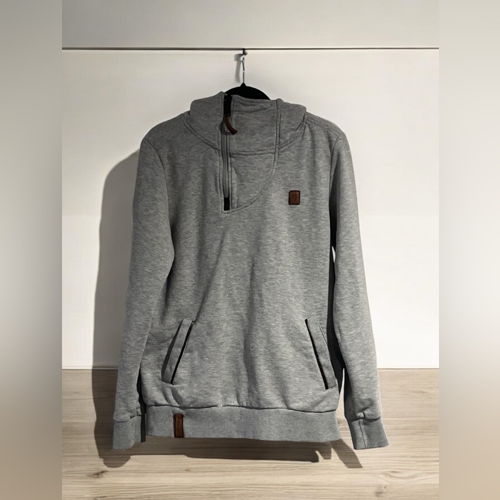 Naketano Men’s Grey Cowl-Neck Sweatshirt Jumper Hoodie Size M.